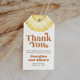 Sunshine Boho Baby Shower Retro Thank You Favor Gift Tags