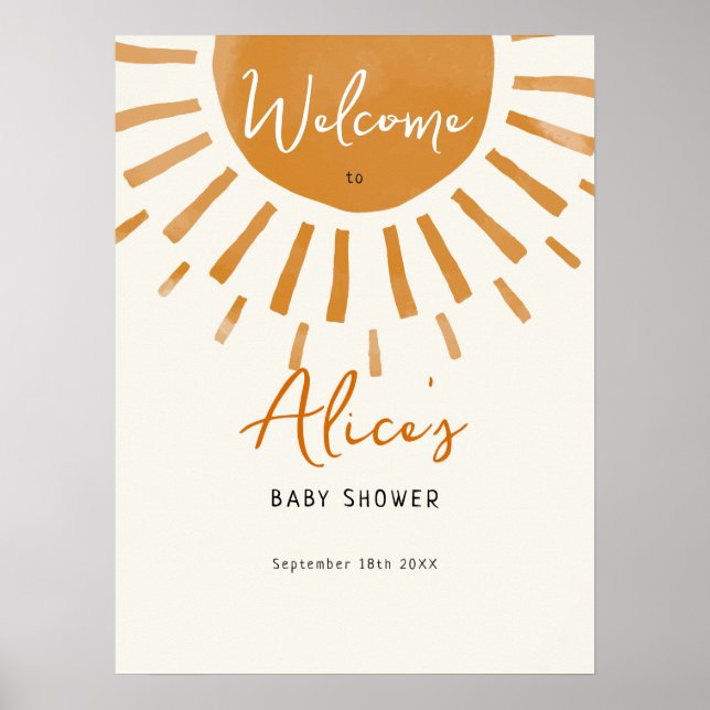 Sunshine Boho Baby Shower Welcome Sign (Front)