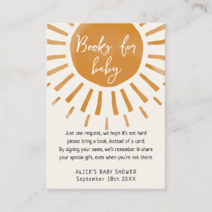 Sunshine Boho Books For Baby Shower Enclosure Card