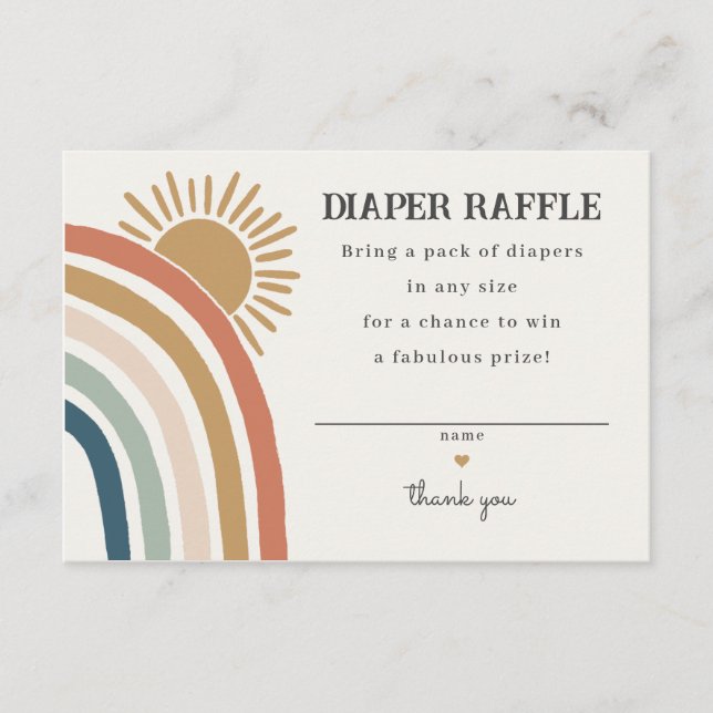 sunshine boho diaper raffle invitation insert (Front)