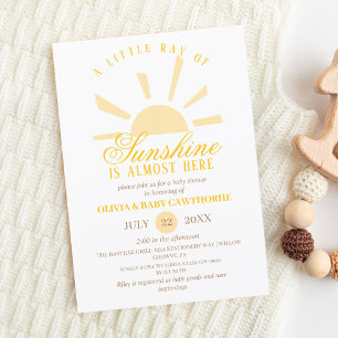 Sunshine Boho Elegant Neutral Photo Baby Shower  Invitation