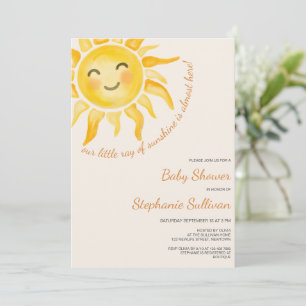 Sunshine Boho Gender-Neutral Sun Baby Shower Party Invitation