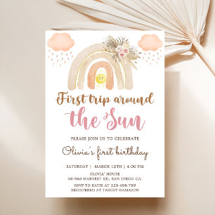  Sunshine Boho Rainbow Baby Shower Invitation