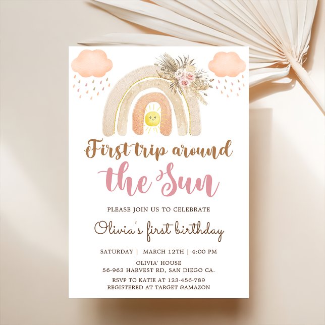  Sunshine Boho Rainbow Baby Shower Invitation (Creator Uploaded)