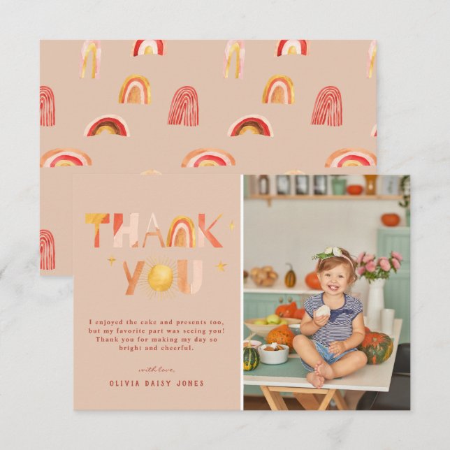 Sunshine Boho Rainbow | Photo Thank You (Front/Back)