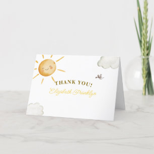 Sunshine Boho Sun Baby Shower  Thank You Card