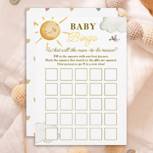 Sunshine Boho Sun Gender-Neutral Baby Bingo Card