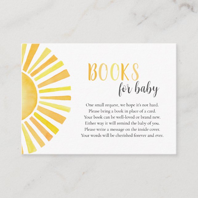 Sunshine books for baby, sun Baby Shower Enclosure Card (Front)