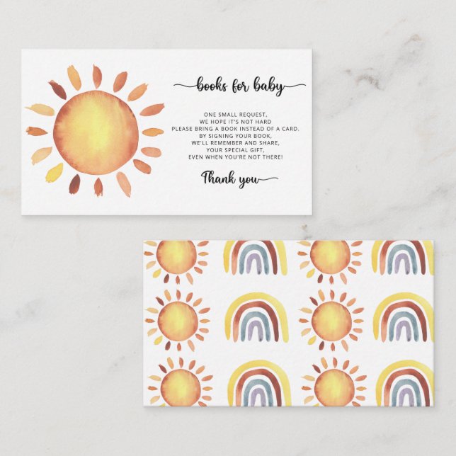 Sunshine books for baby ticket enclosure card (Front/Back)