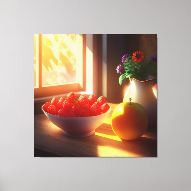 Sunshine Bowl of Fruit and Flowers 10 Canvas Print (Front)