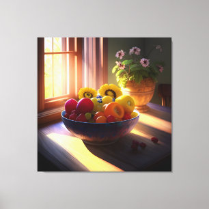 Sunshine Bowl of Fruit and Flowers 1 Canvas Print
