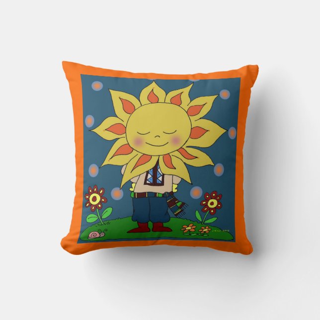 Sunshine Boy Ukrainian Folk Art Cushion (Front)