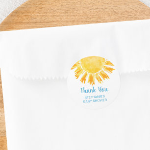 Sunshine Boy's Baby Shower Thank You Classic Round Sticker
