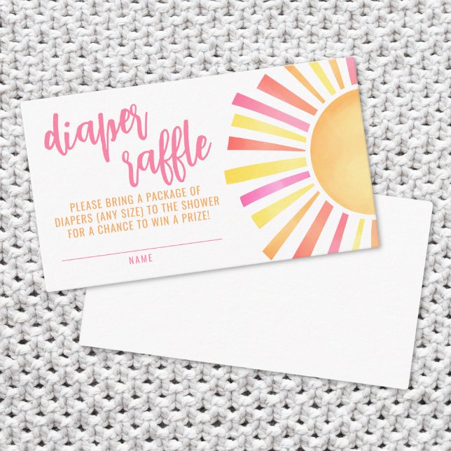 Sunshine Bright Pink Baby Shower Diaper Raffle Enclosure Card (Sunshine Bright Pink Baby Shower Diaper Raffle Enclosure Card)