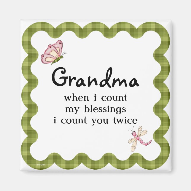 Sunshine Butterfly Grandma Blessings Gift Magnet (Front)