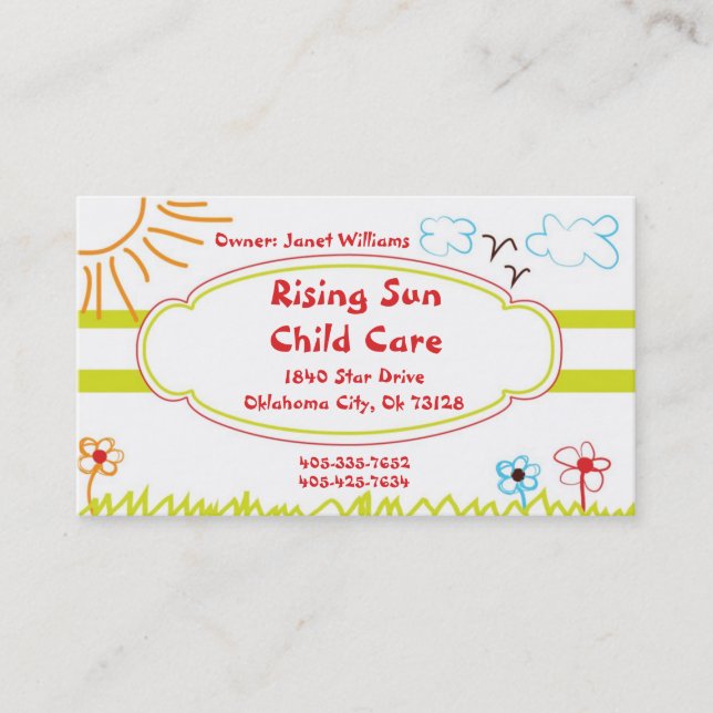Sunshine Child Care Business Card (Front)