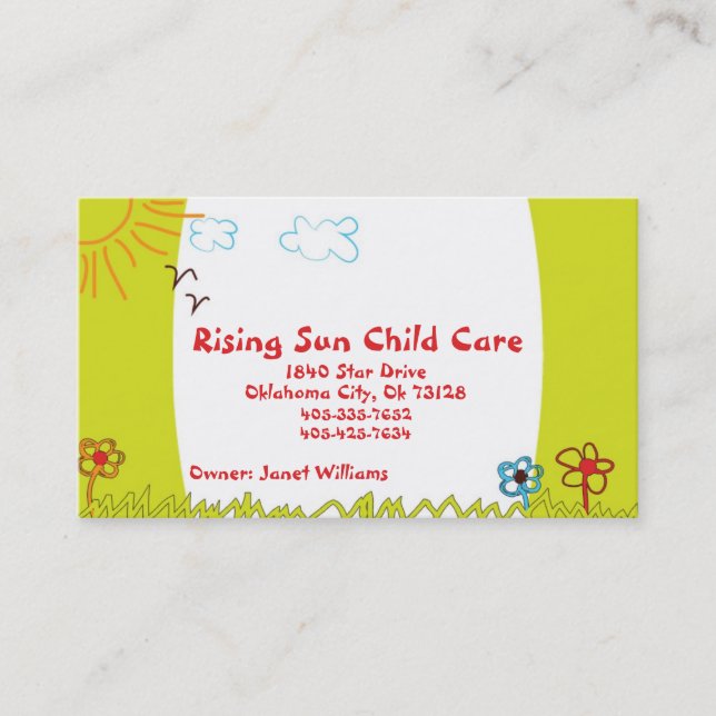 Sunshine Child Care Business Card (Front)