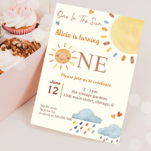 Sunshine Cloud One In The Sun 1st Birthday Invitation
