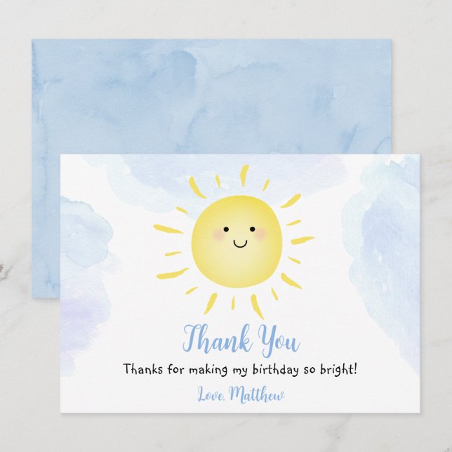 Sunshine Clouds Blue Birthday Thank You (Front/Back)