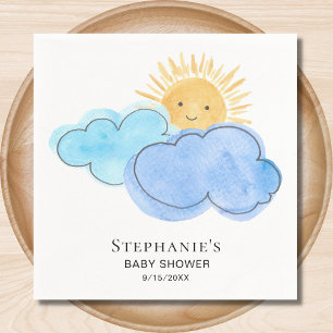 Sunshine Clouds Blue Boy Baby Shower Napkin