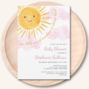 Sunshine Clouds Girl's Baby Shower Invitation