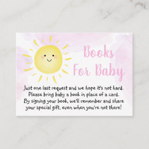 Sunshine Clouds Pink Baby Shower Book Request Enclosure Card