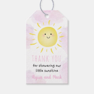 Sunshine Clouds Pink Girl Baby Shower Gift Tags