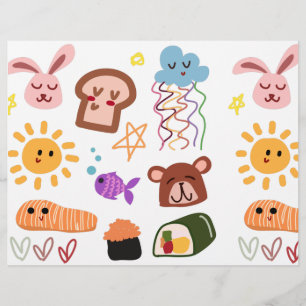 Sunshine, Clouds, Stars, Bears, Scrapbook Paper