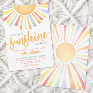 Sunshine Colorful Bright Sun Baby Shower Invitation