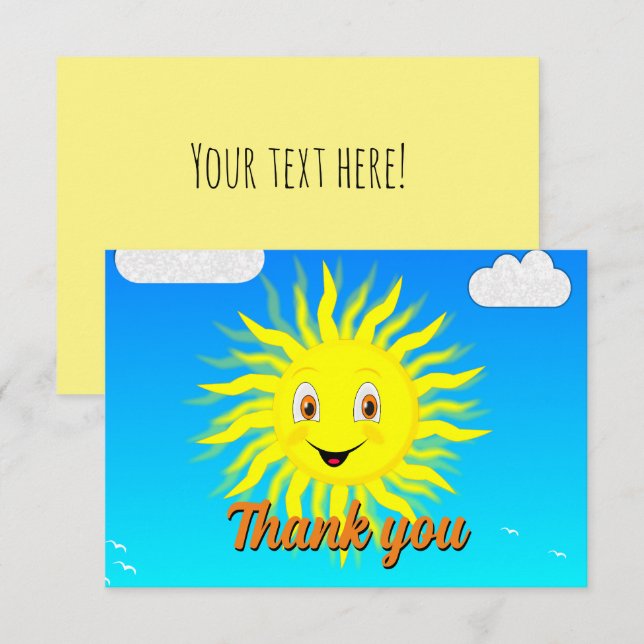 Sunshine Custom Message Thank You Card (Front/Back)
