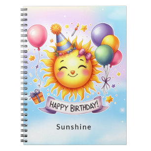 Sunshine Custom Name Happy Birthday Gift Notebook