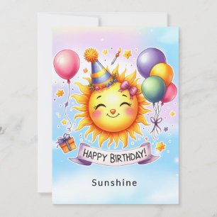 Sunshine Custom Name Happy Birthday Greeting Card