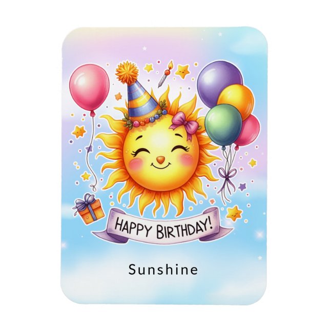 Sunshine Custom Name Happy Birthday  Magnet (Vertical)