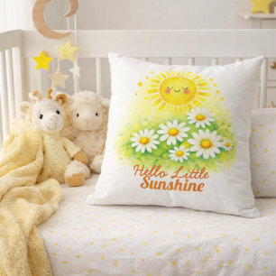 Sunshine Daisy Watercolor Baby Shower Art Cushion