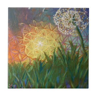 Sunshine Dandelion Sacred Geometry Landscape Tile
