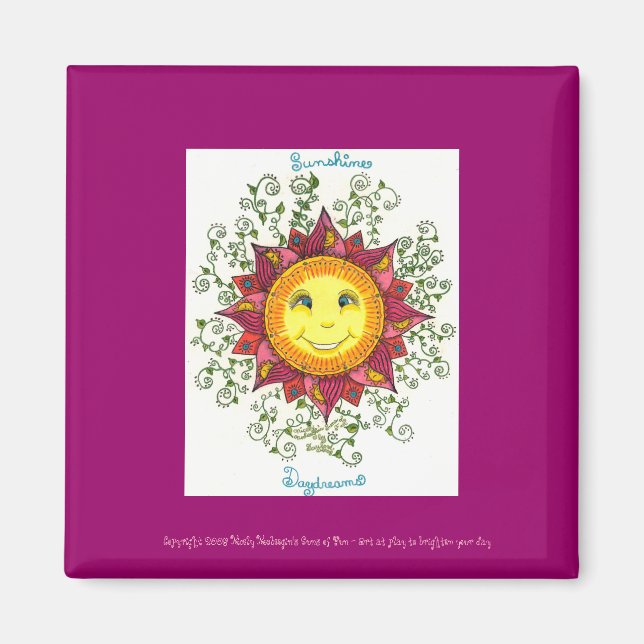 Sunshine Daydreams - 2" Sq. Magnet (fuschia) (Front)