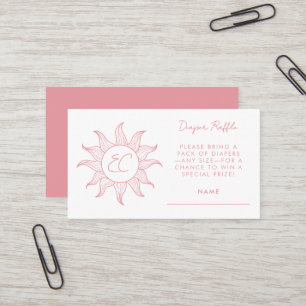 Sunshine Diaper Raffle Card Baby Shower Pink