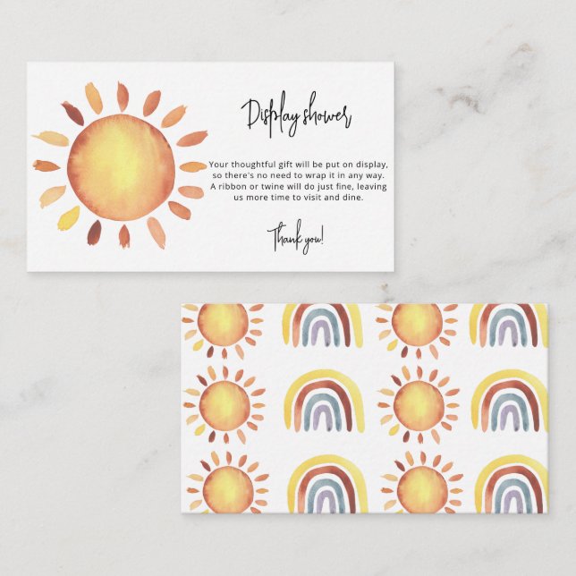 Sunshine - display shower enclosure card (Front/Back)