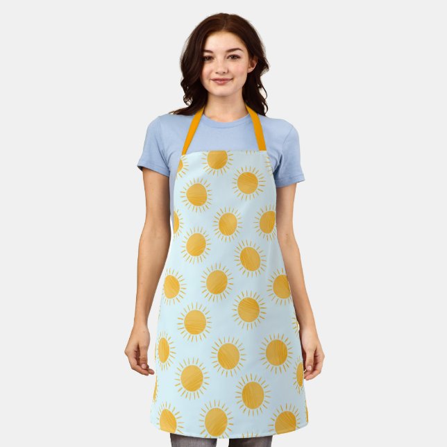 Sunshine Doodle Day Pattern Apron (Worn)