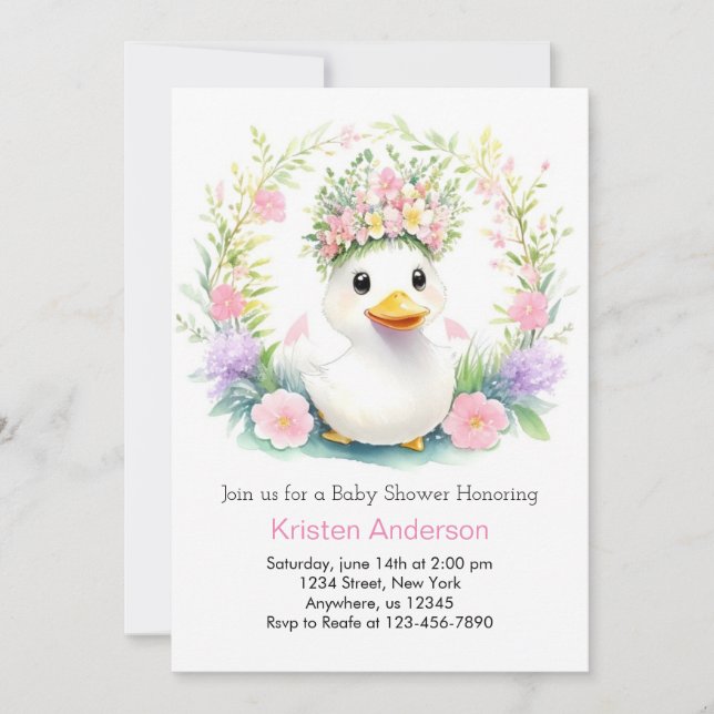 Sunshine & Duckling Dreams: Girl Baby Shower Invitation (Front)