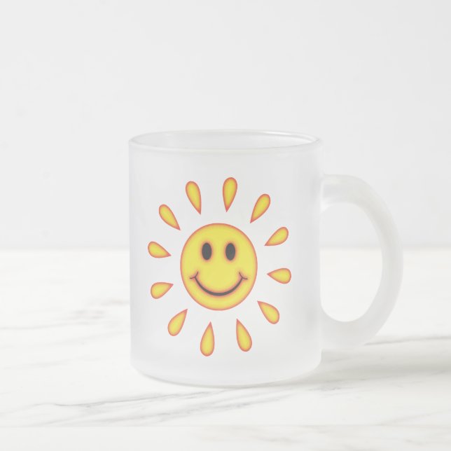 Sunshine Face Frosted Glass Coffee Mug (Right)