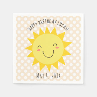 Sunshine Face Happy Birthday Party Napkin