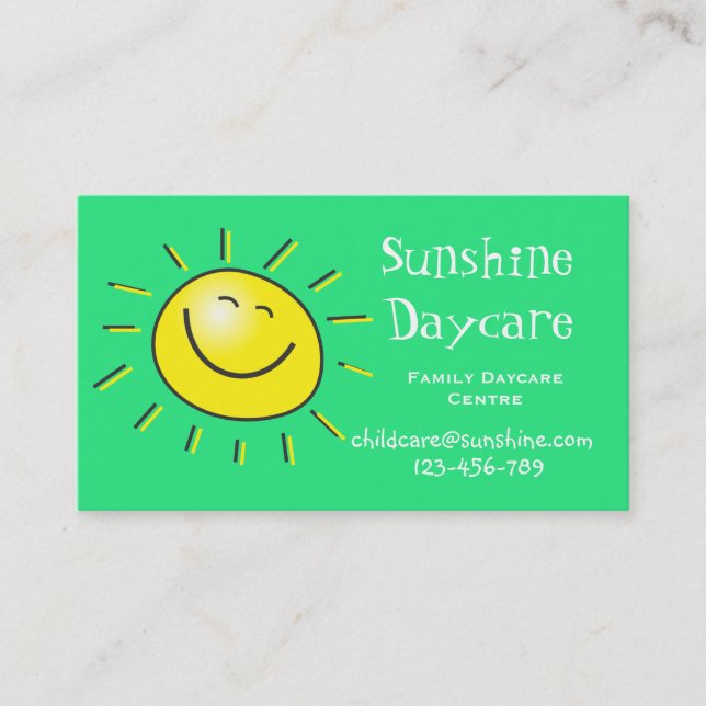 Sunshine family daycare centre childcare business card (Front)