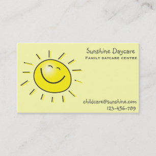 Sunshine family daycare centre childcare business card