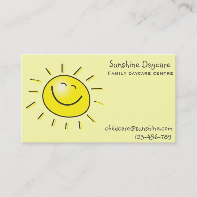 Sunshine family daycare centre childcare business card (Front)