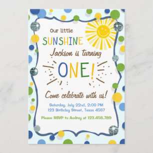 Sunshine First Birthday Party Invitation