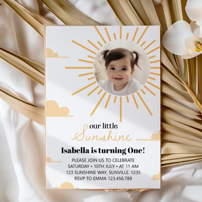 Sunshine First Trip Around Sun Birthday Invitation (Creator Uploaded)