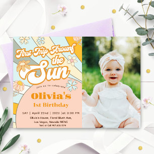 Sunshine first trip around the sun birthday invitation