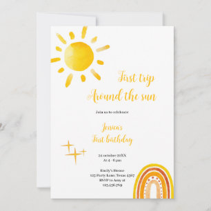 sunshine first trip arround the sun birthday invitation