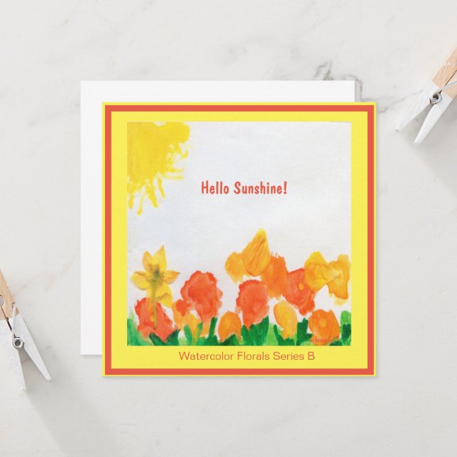 Sunshine Floral Watercolor Invitation (Front/Back In Situ)